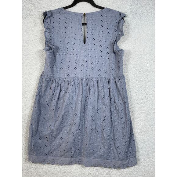 Knox Rose Womens Size M Babydoll Dress V Neck Eyelet Blue - Picture 2 of 11